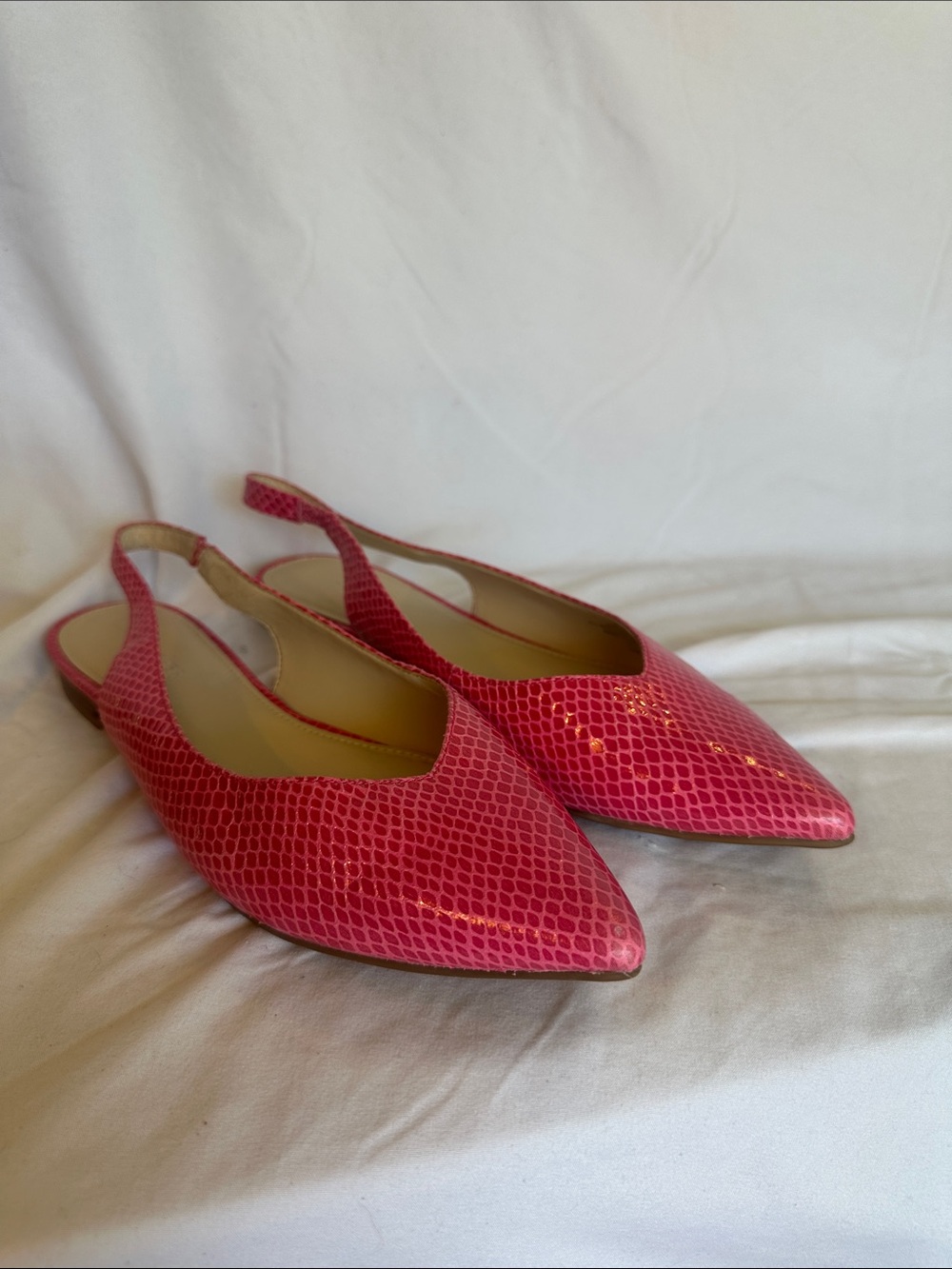 Marc Fisher Pink Pointed Slingback Flats with Textured Finish